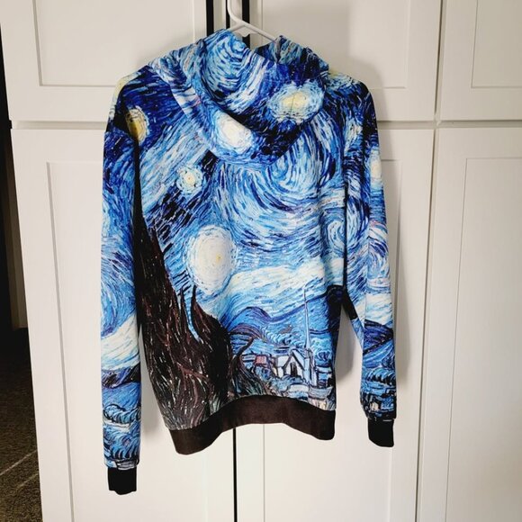 Van Gogh Starry Night Hoodie Hooded Pullover Sweatshirt Ladies Medium M - Picture 5 of 9